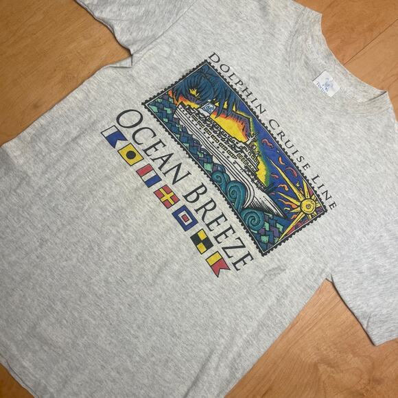 Vintage Dolphin Cruise Ocean Breeze Medium Solid Gray Short Sleeve T-Shirt - Picture 3 of 10
